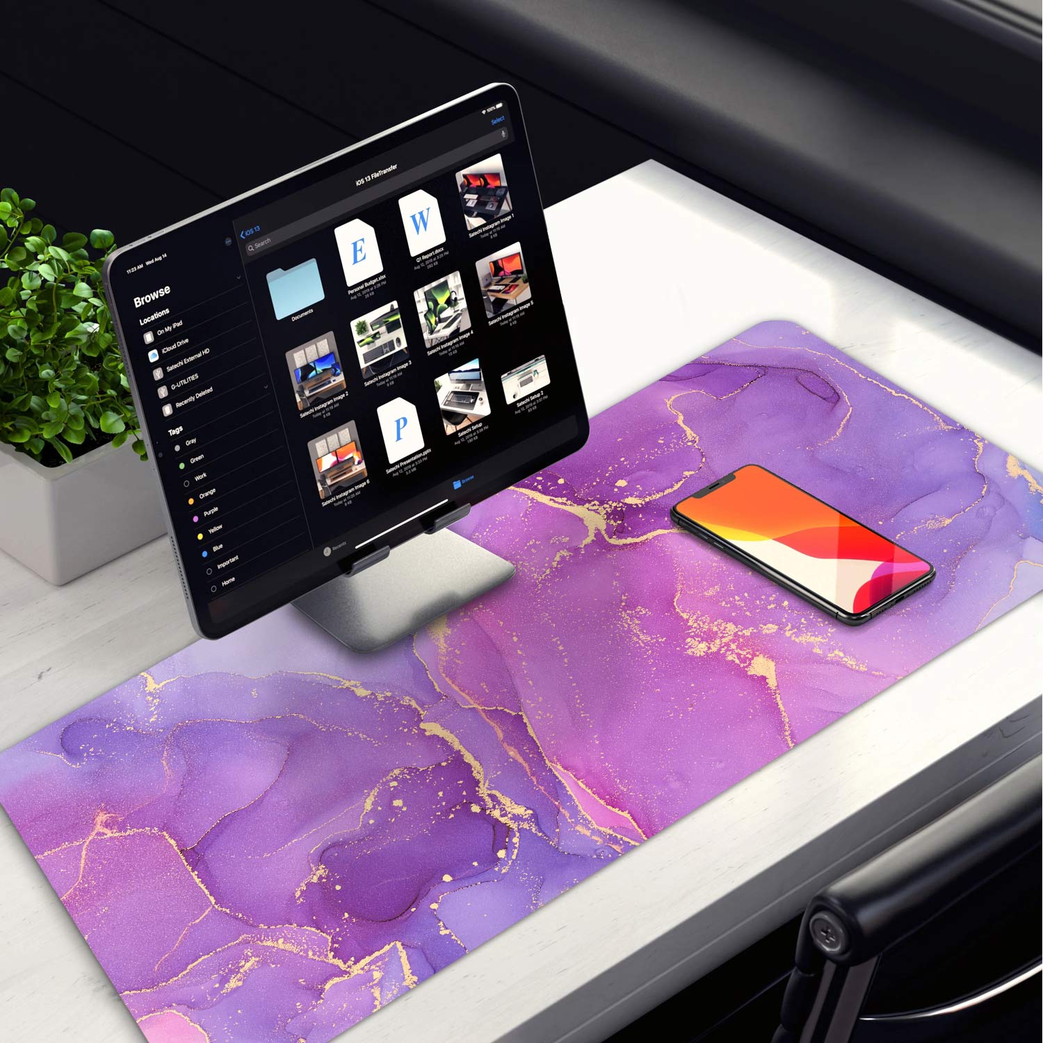 Allleftout Purple Marble Design Desk Pad