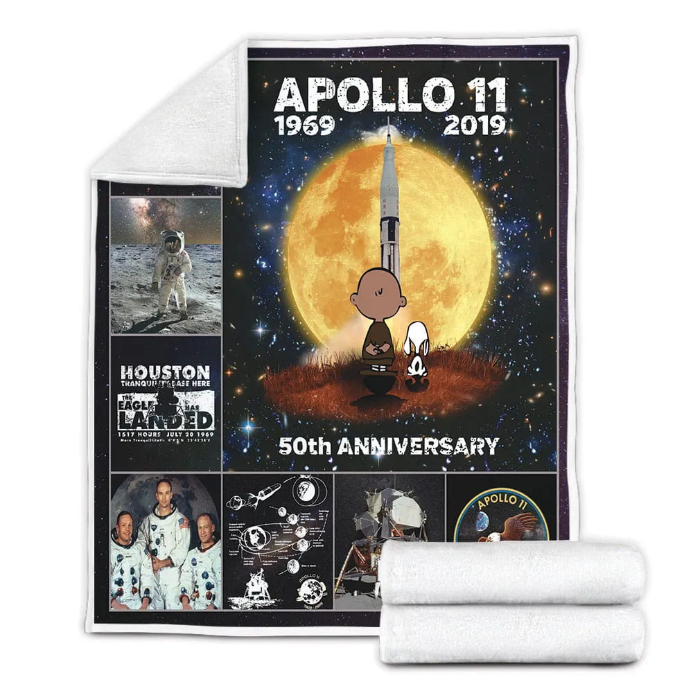 Apollo 11 50th Anniary Fleece Blanket Gift For