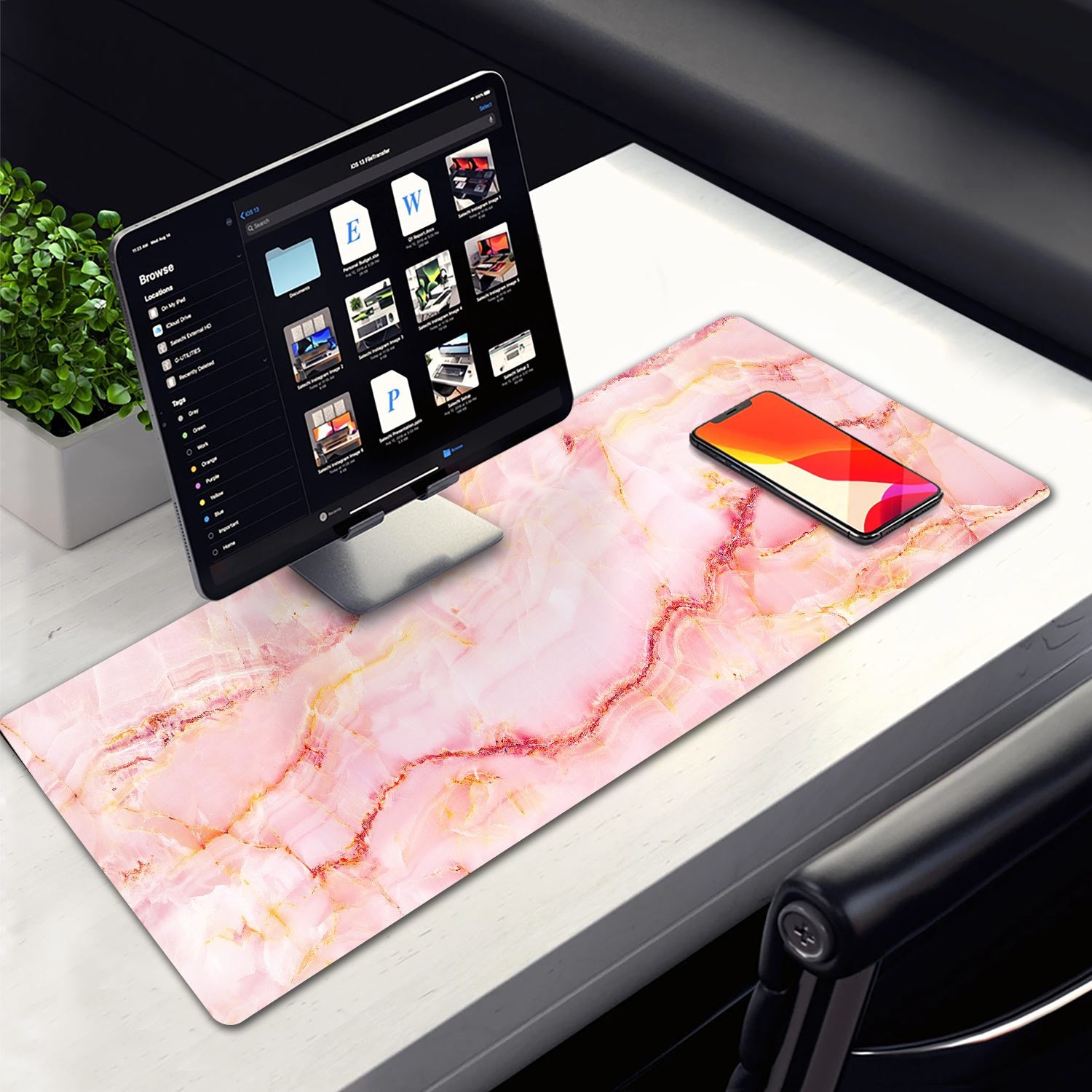 Allleftout Pink Marble Design Desk Pad