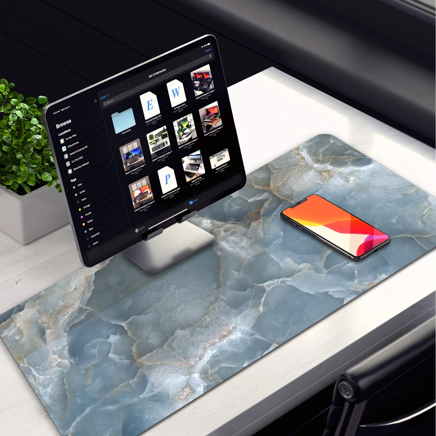 Allleftout Gray Marble Design Desk Pad