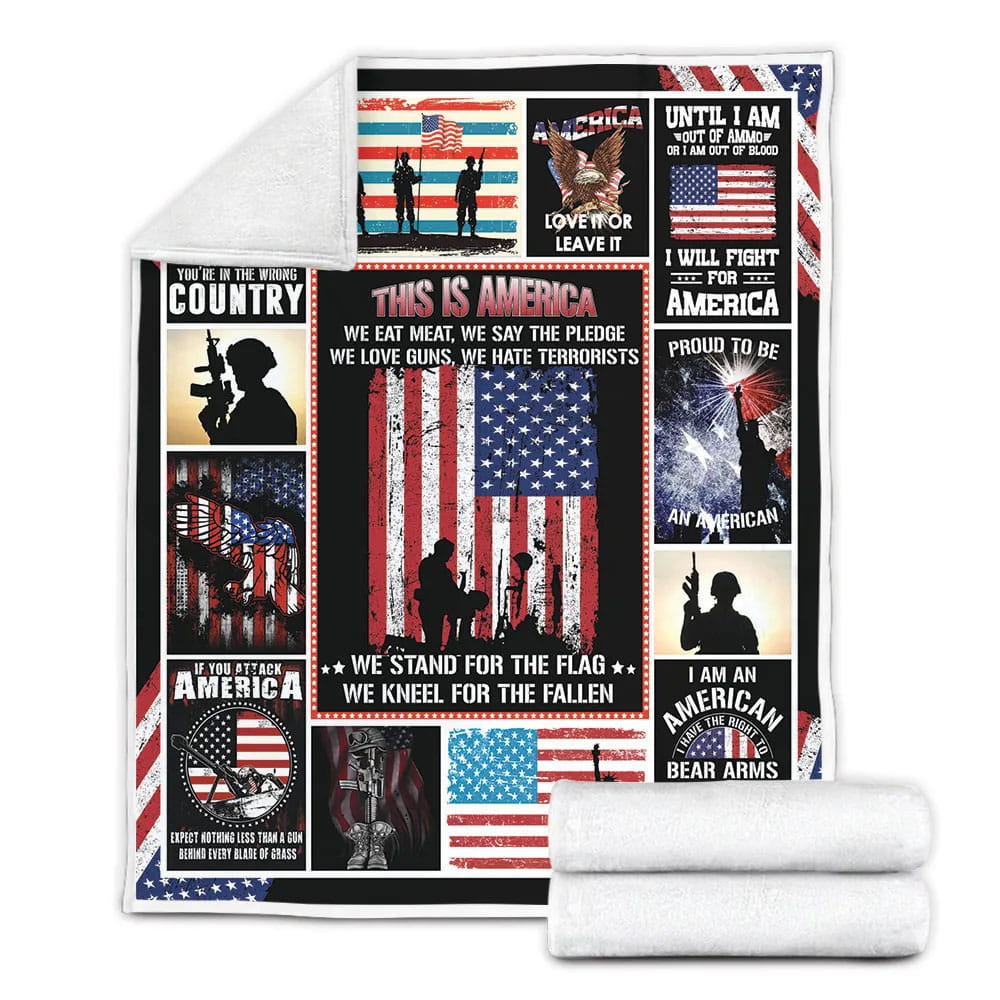 American Patriot We Eat Meat ay Pledge Fleece Blanket Gift For Mot Day Fat Day