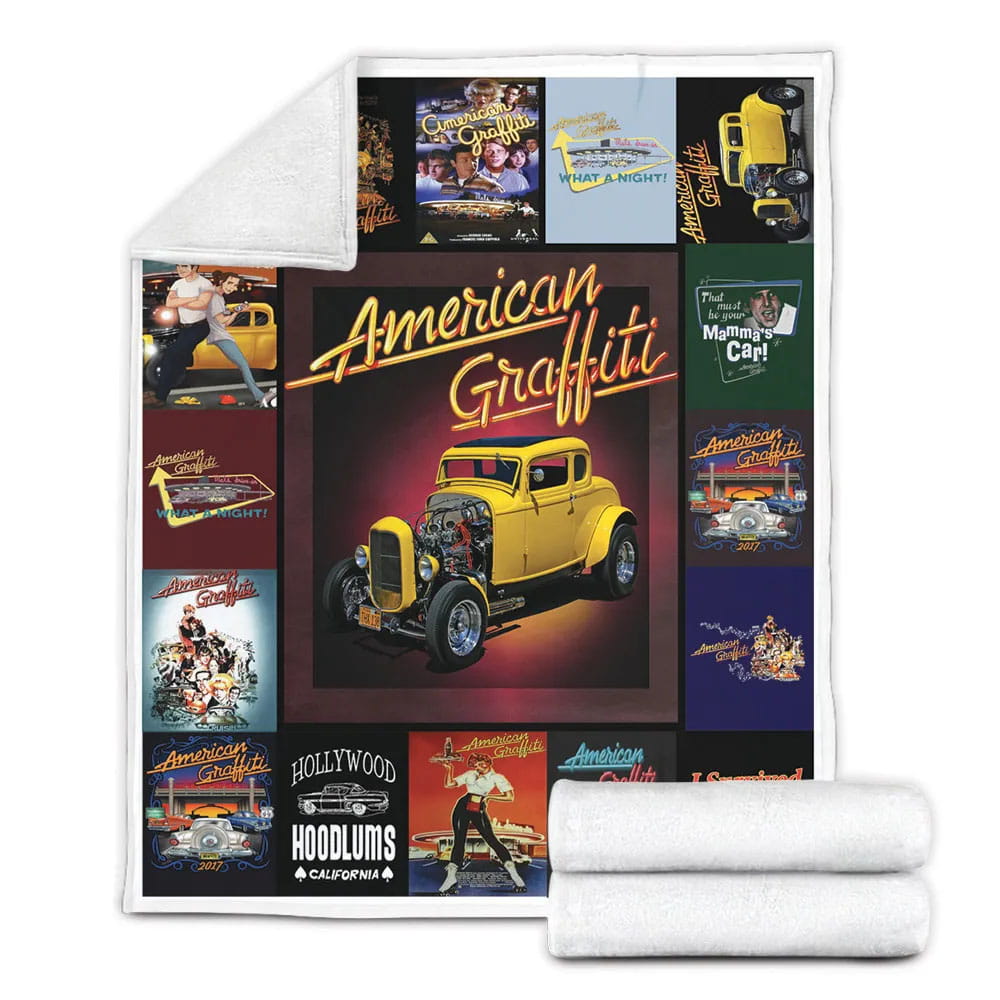 American Graffiti Fleece Blanket Gift For