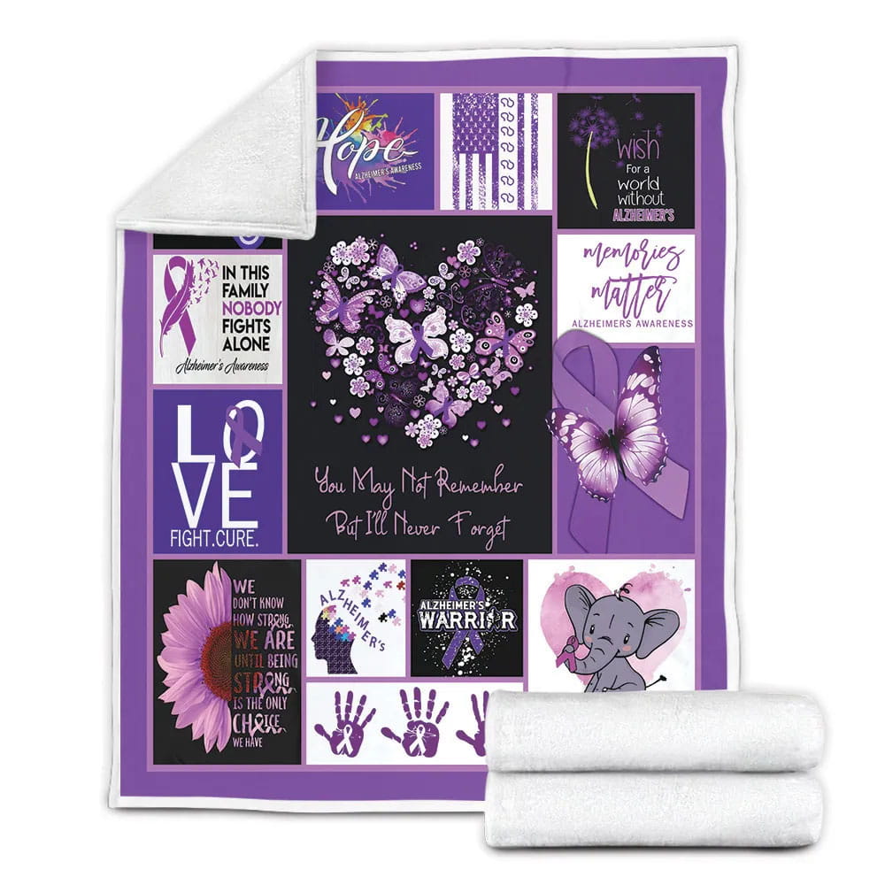 Alzheimer Awars Fleece Blanket Gift For Wifeband