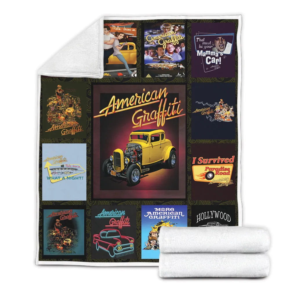 American Graffiti Fleece Blanket Gift For Wifeband