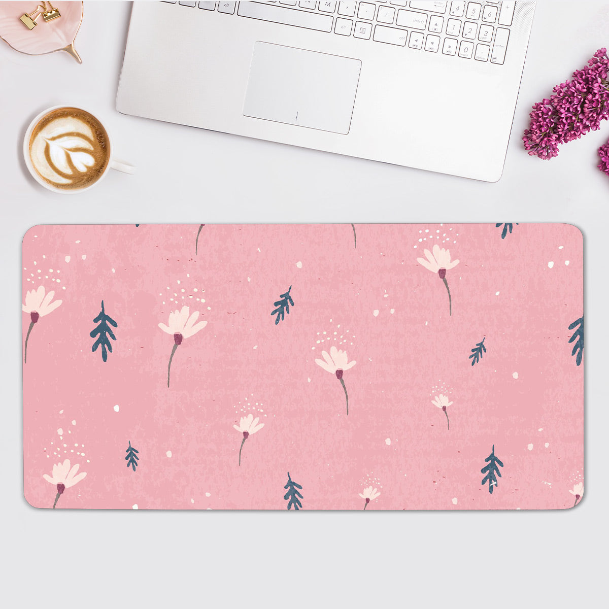 Allleftout Pink Floral Desk Pad