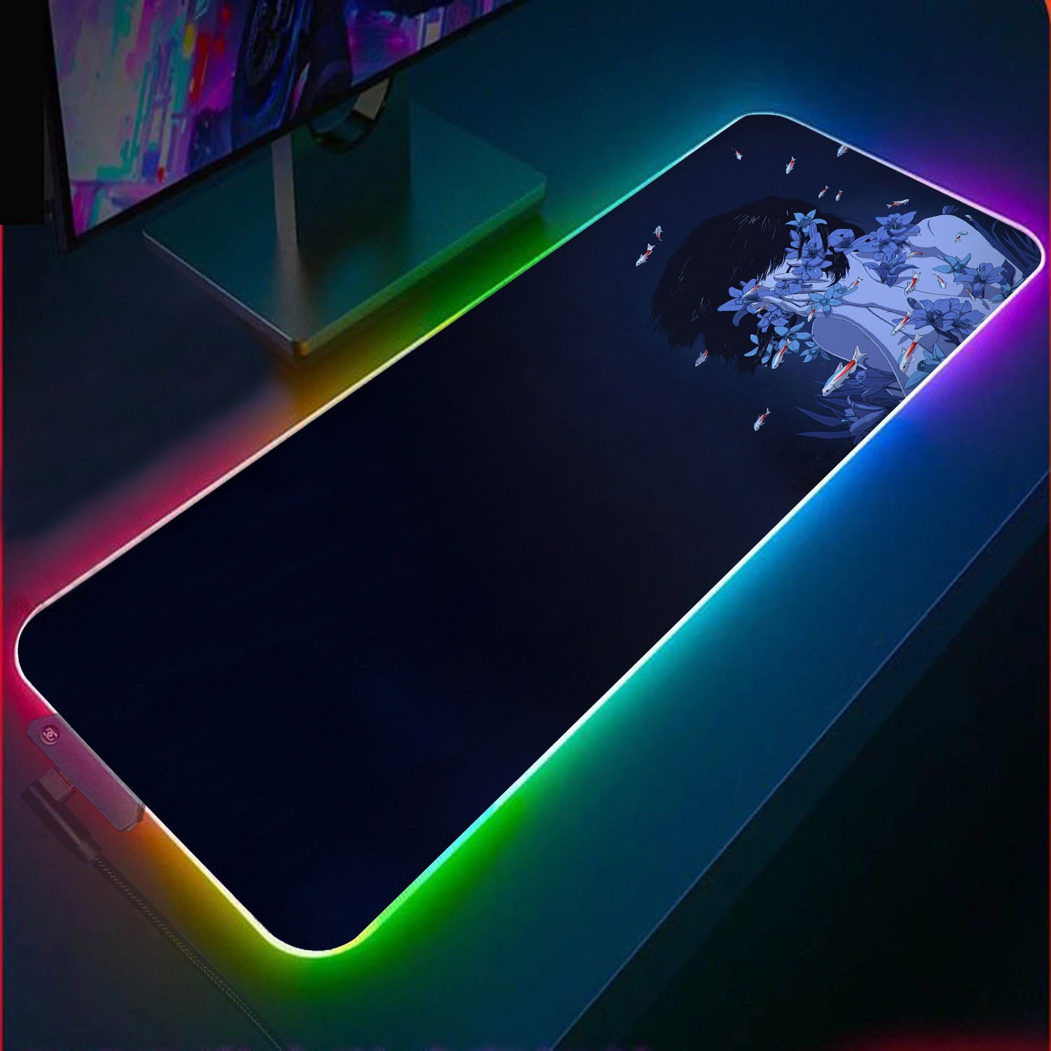 Allleftout Girl And Fish Rgb Gaming Mouse Pad