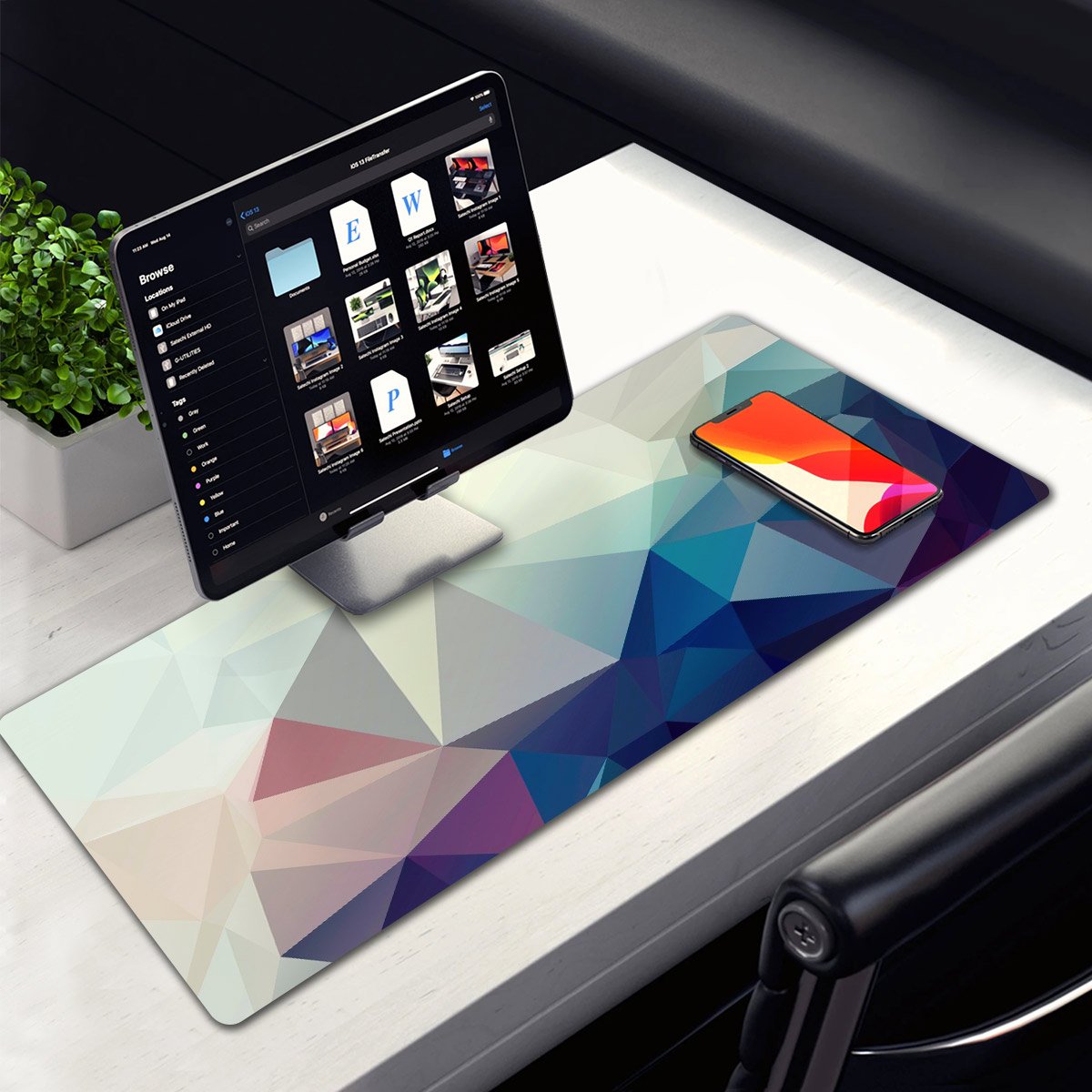 Allleftout Dark Blue And White Desk Pad