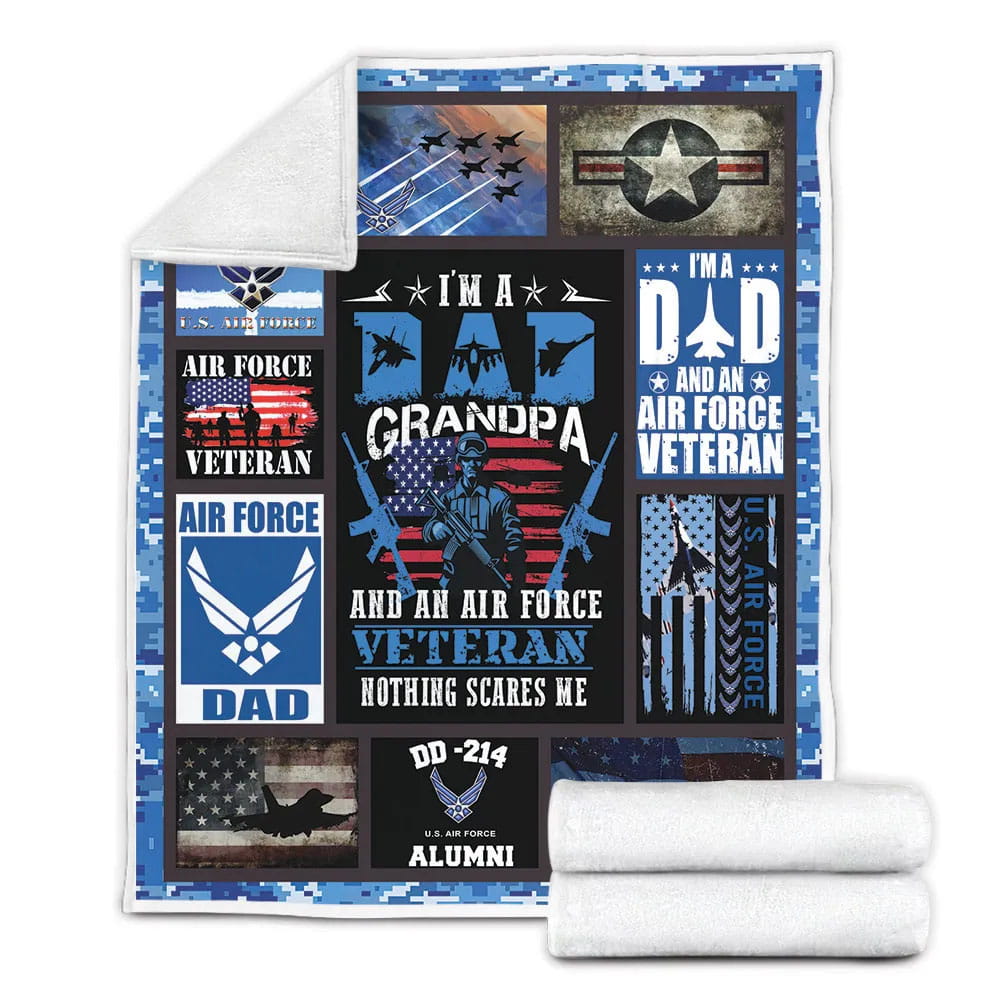 Air Force Veteran Fleece Blanket Gift For Mot Day Fat Day