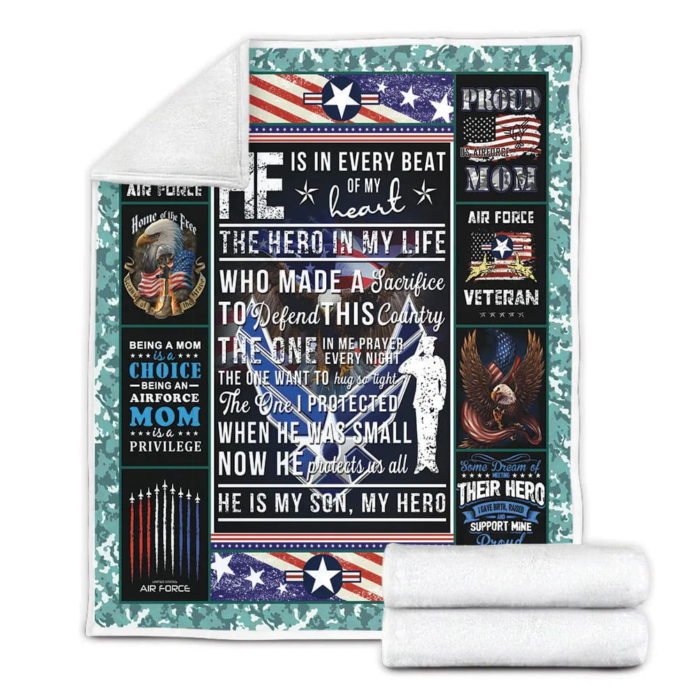 Air Force Veteran Mom on My Hero Fleece Blanket Gift For