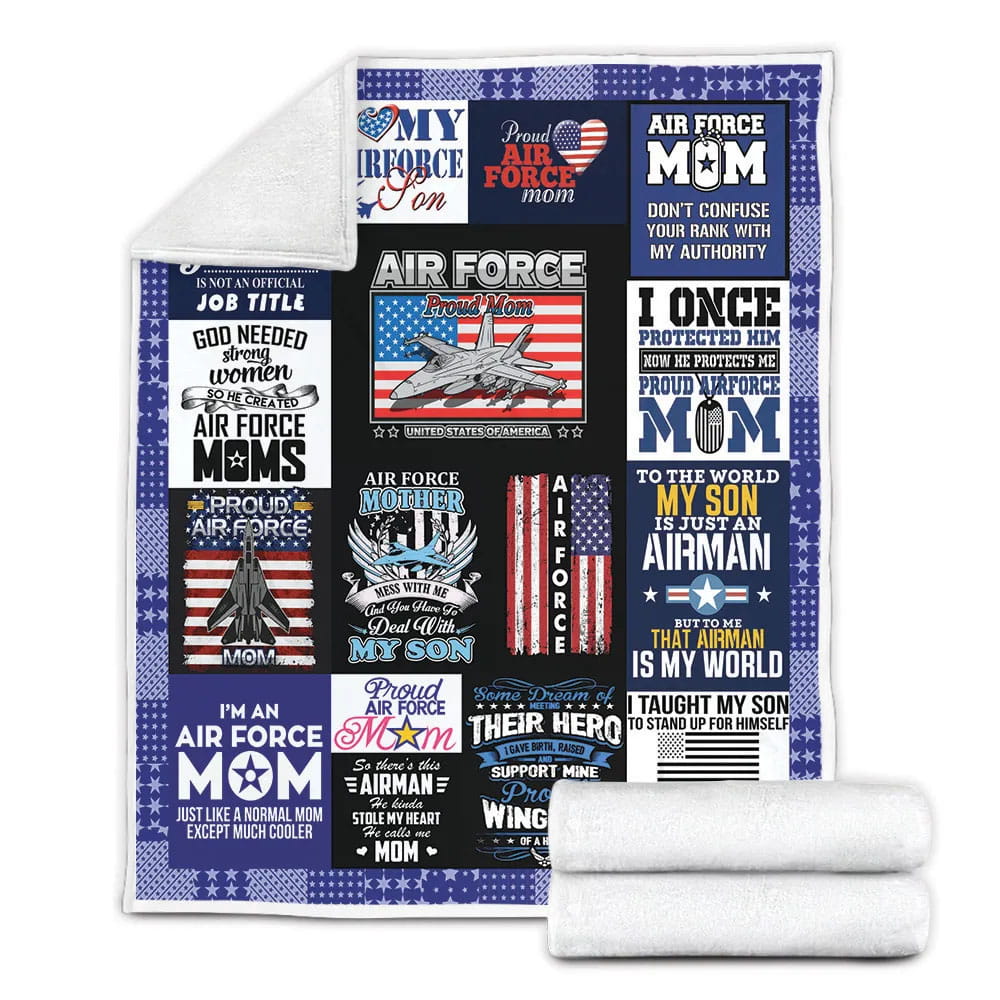 Air Force Mom Fleece Blanket Gift For Wifeband