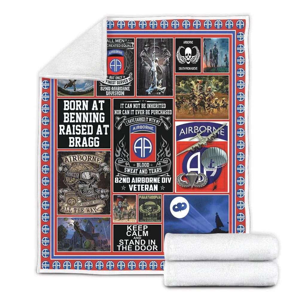 Airborne Veteran Keep Calm Atand In The Door Fleece Blanket Gift For