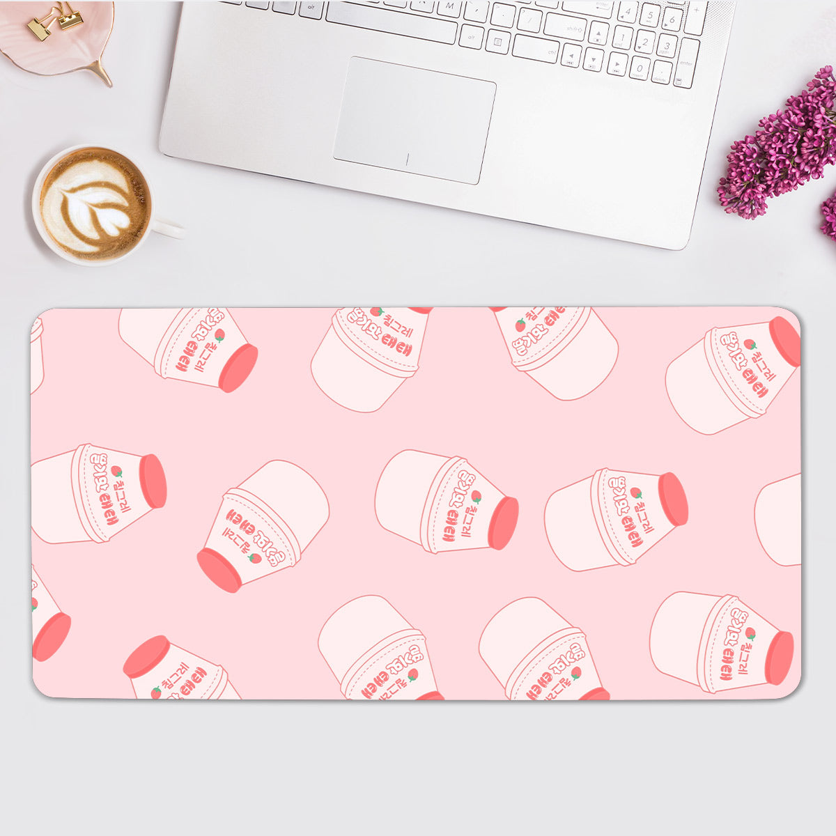 Allleftout Pink Yogurt Pattern Desk Pad