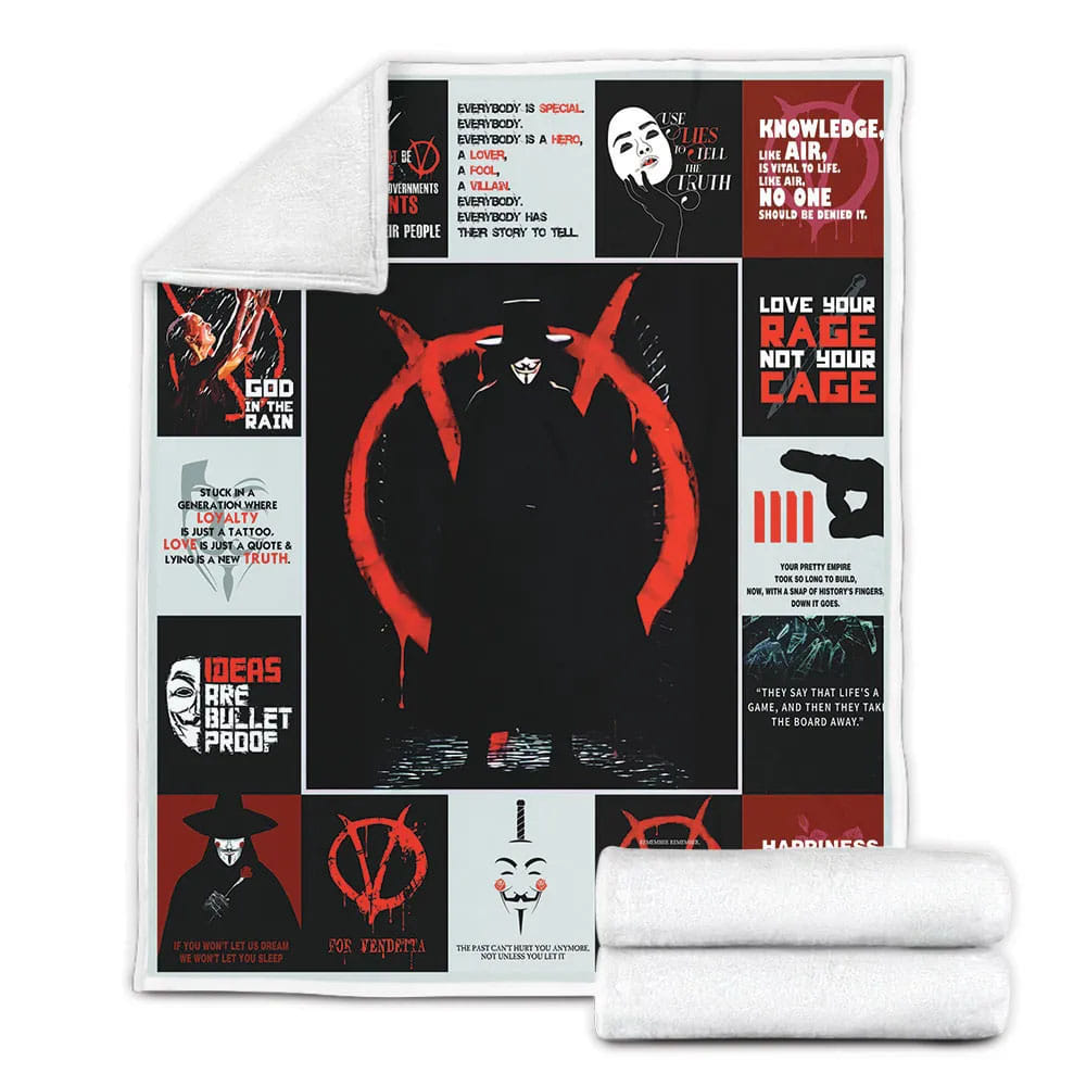 V For Vendetta Fleece Blanket Gift For Mot Day Fat Day