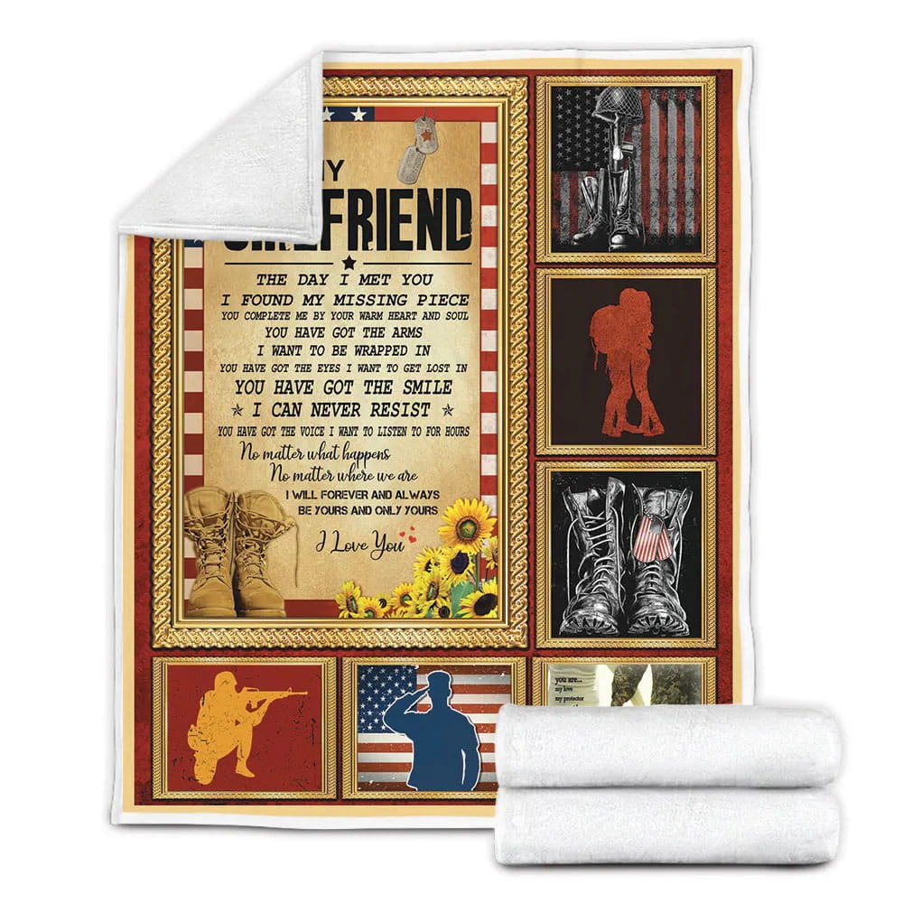 Army Girlfriend Fleece Blanket Gift For