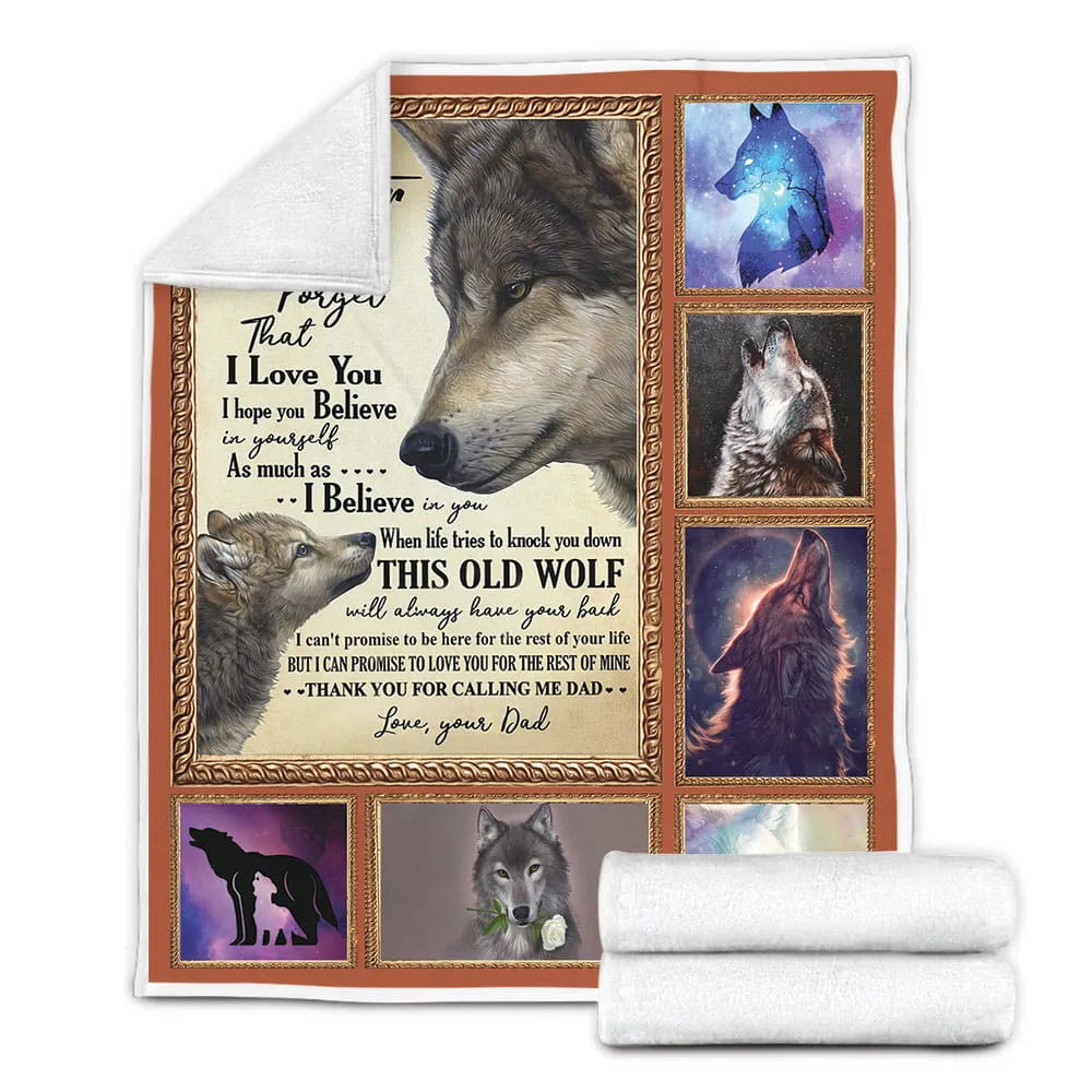 To My Daughter From Dad Wolf Fleece Blanket Gift For Wifeband