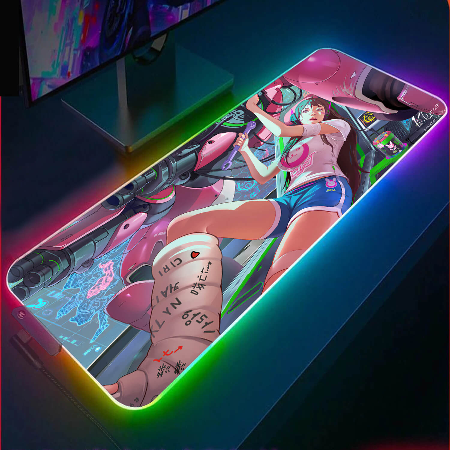 Allleftout Cyberpunk Girl Rgb Gaming Mouse Pad(2 Patterns)