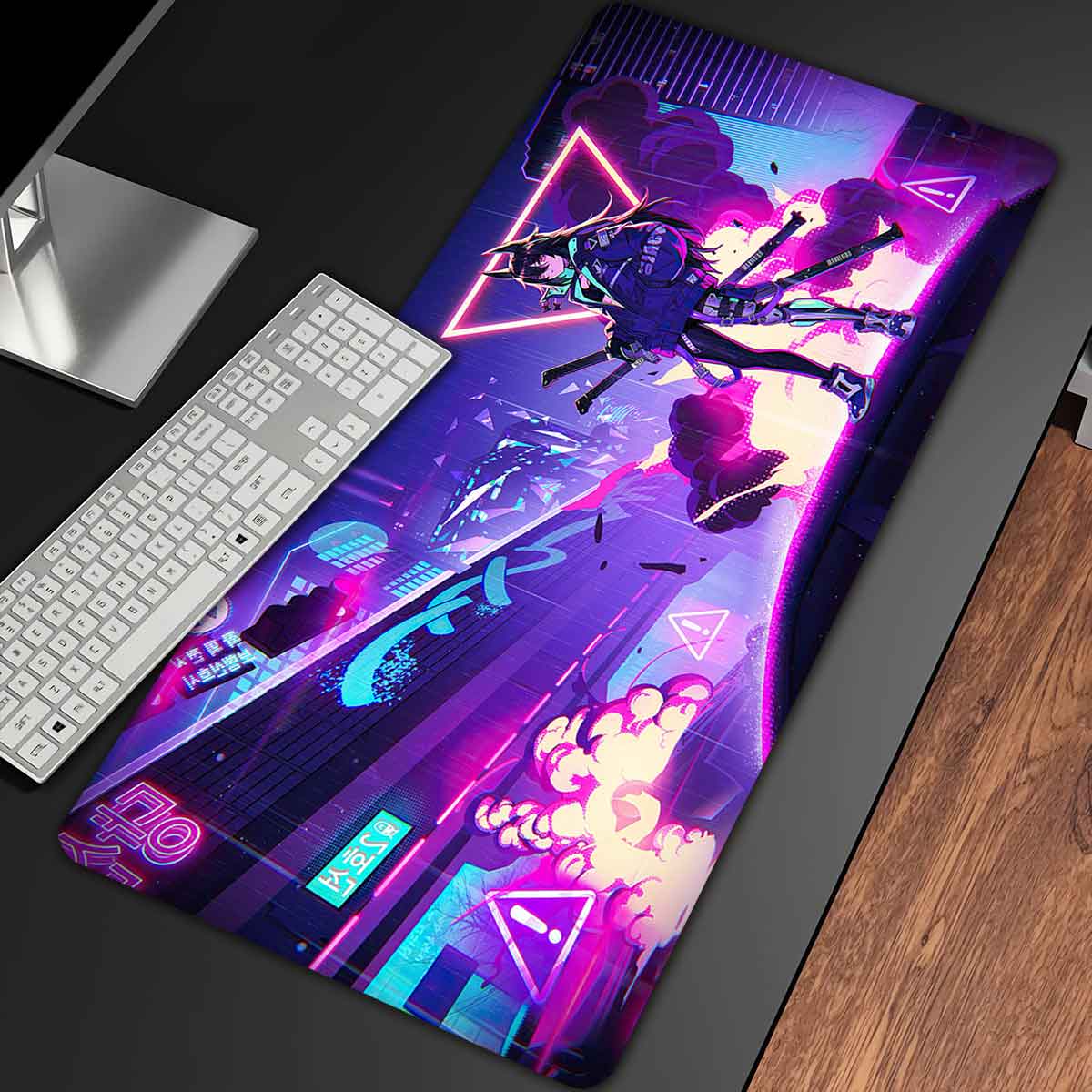 Allleftout Cyberpunk Girl Desk Pad Long