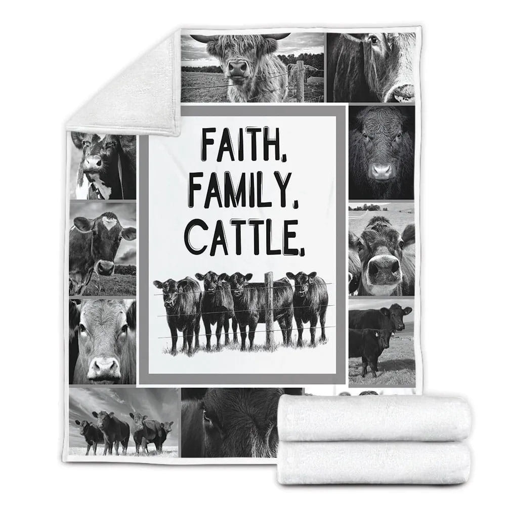 Faith Family Cattle Fleece Blanket Gift For Mot Day Fat Day