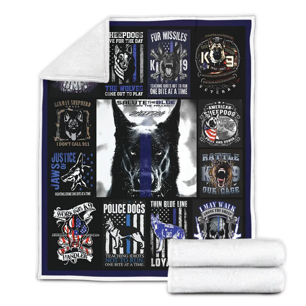 Police Dog Fleece Blanket Gift For Wifeband