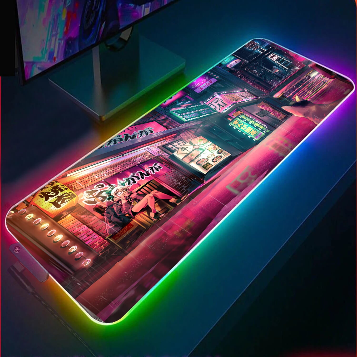 Allleftout Neon Oscar City Rgb Gaming Mouse Pad