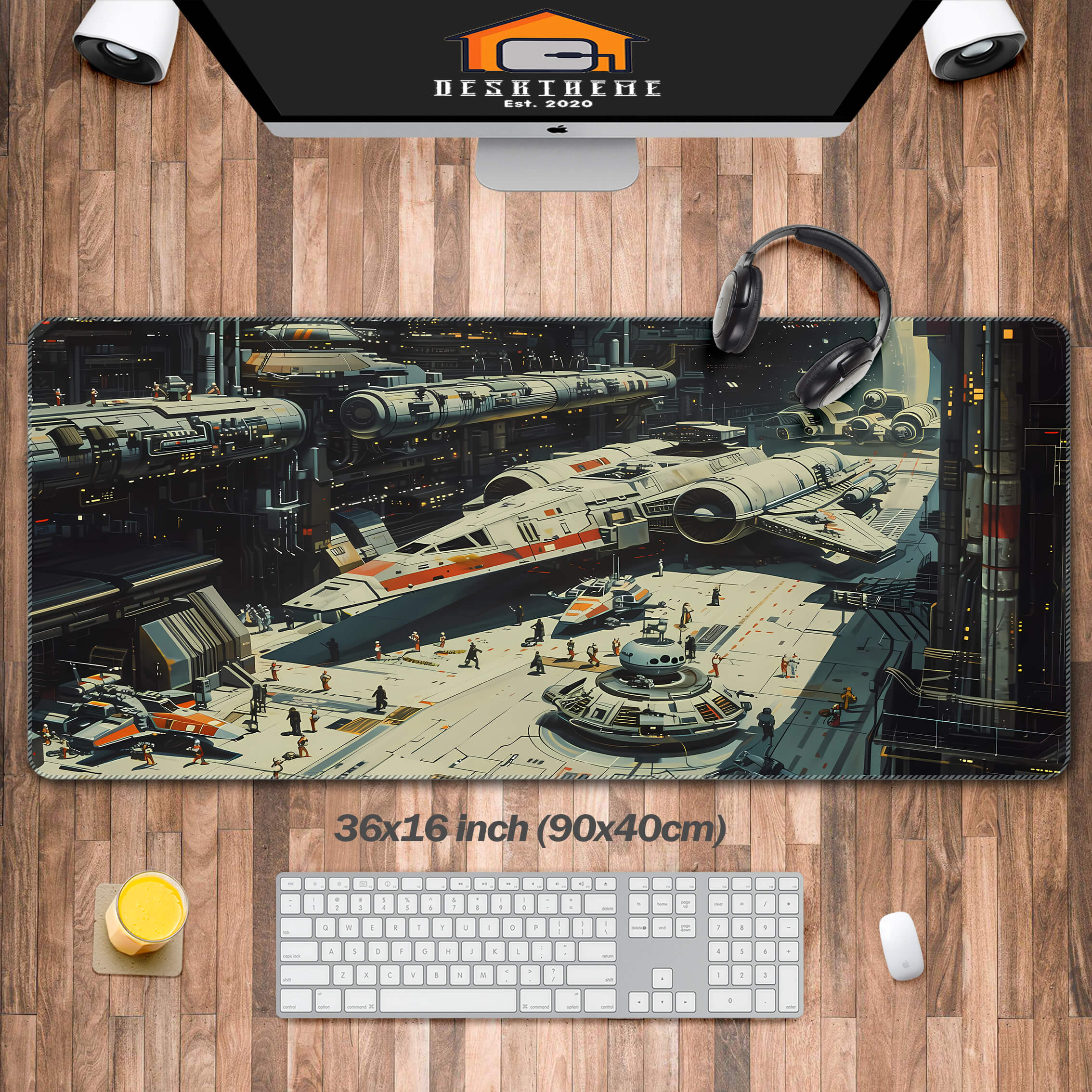 Allleftout Retrowave Starships Gaming Mouse Pad Extended