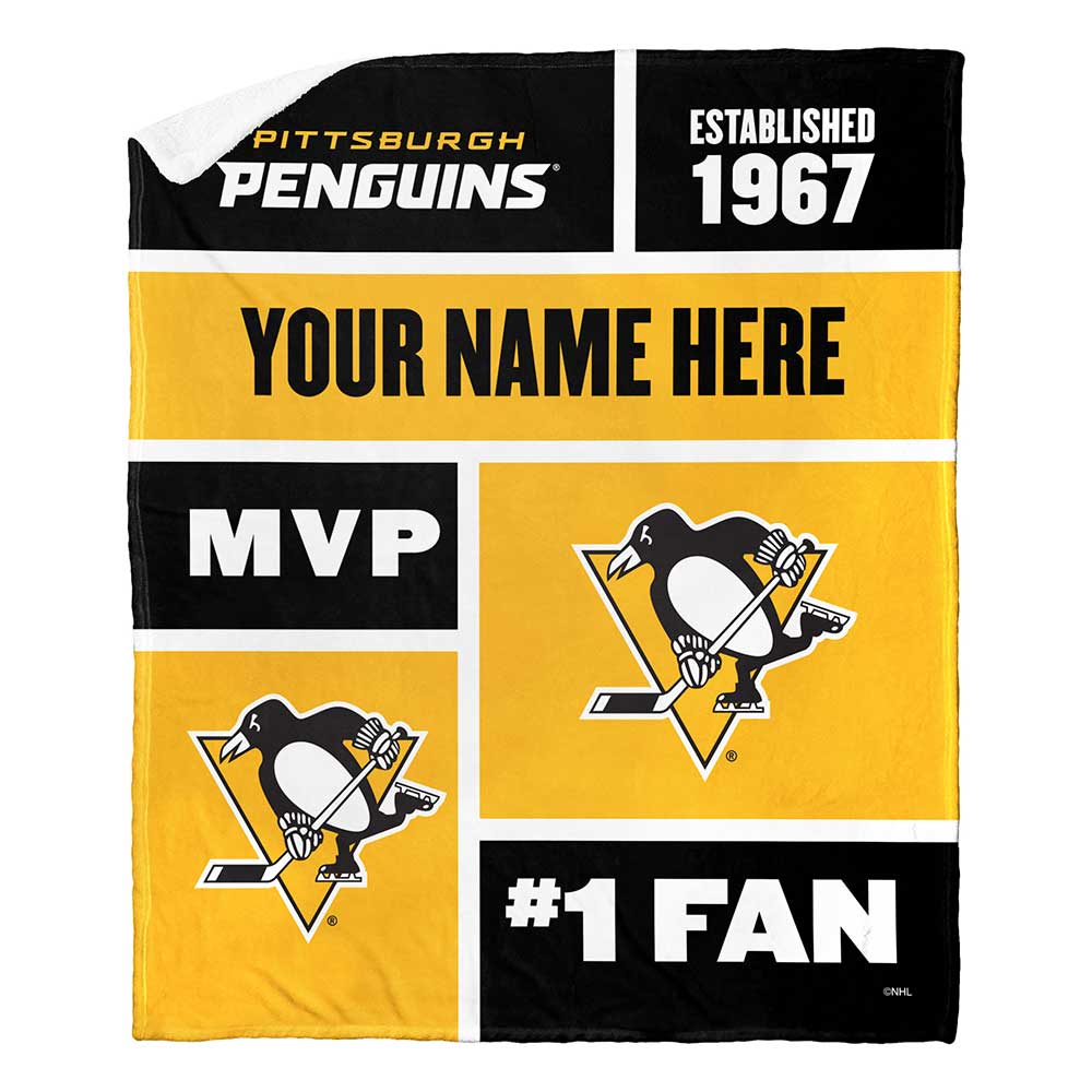 NHL Pburgh Peng Colorblock onalizilk Touherpa Throw Blanket