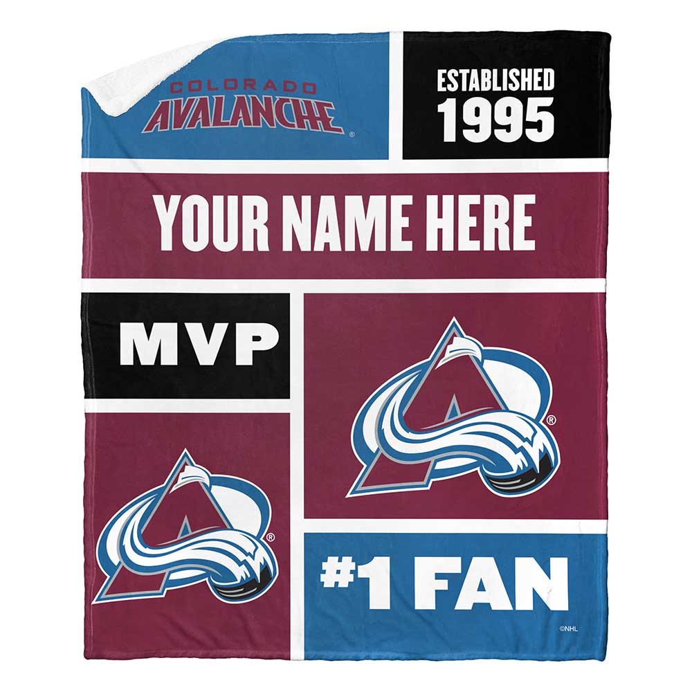 NHL Colorado Avalanche Colorblock onalizilk Touherpa Throw Blanket