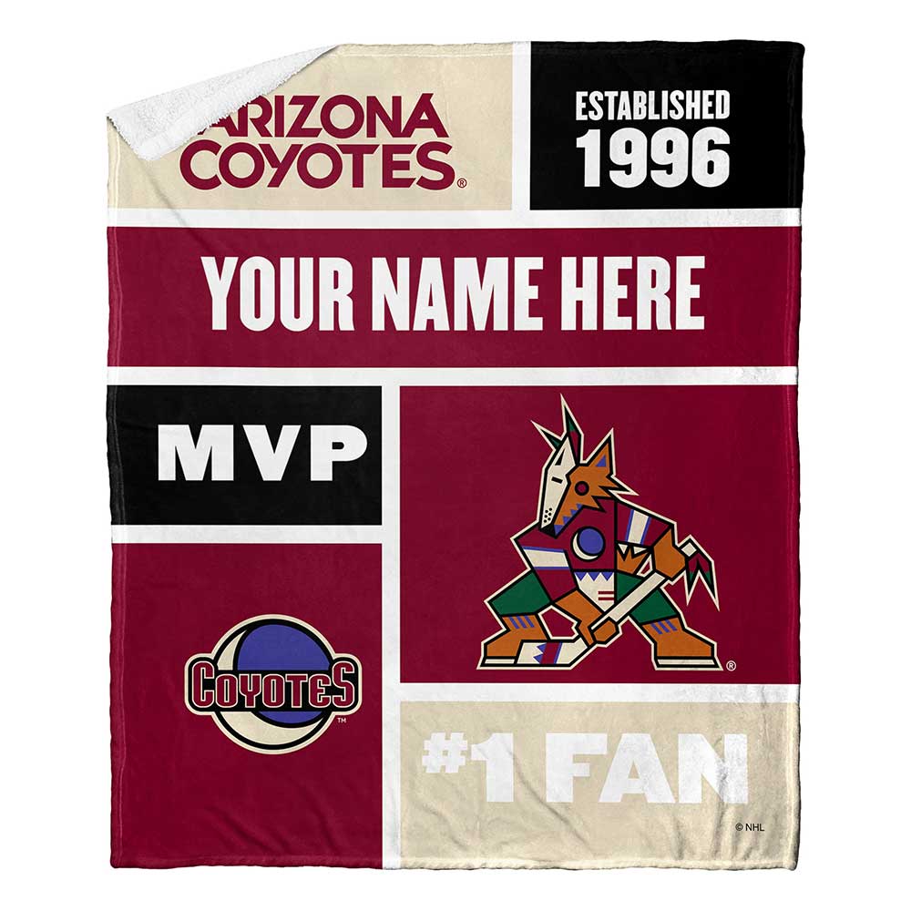NHL Arizona Coy Colorblock onalizilk Touherpa Throw Blanket