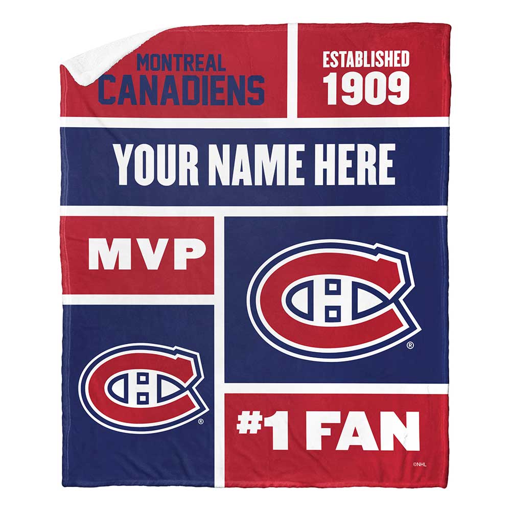 NHL Montreal Canad Colorblock onalizilk Touherpa Throw Blanket