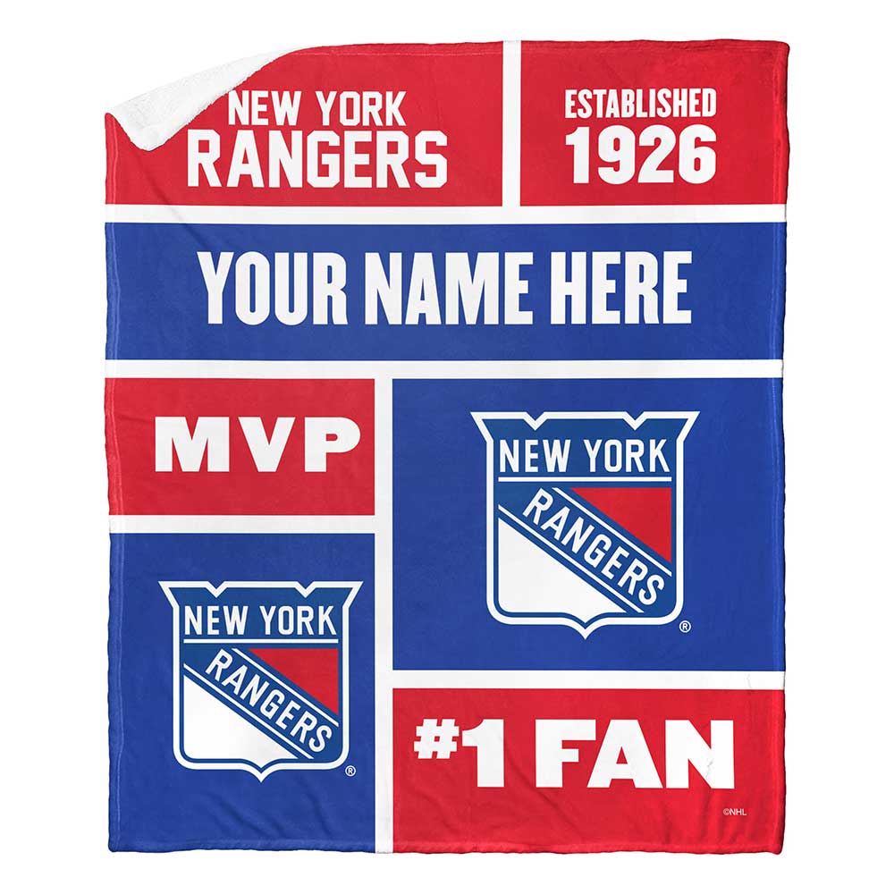 NHL New York Ran Colorblock onalizilk Touherpa Throw Blanket