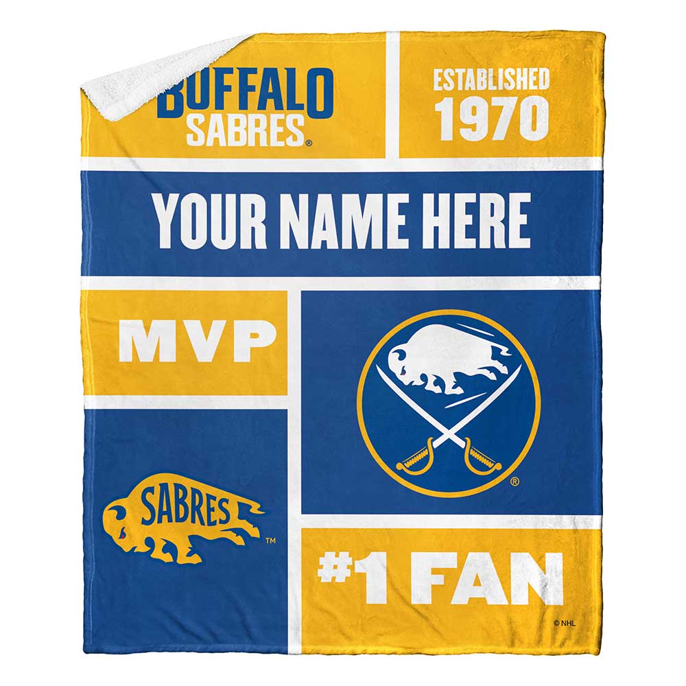 NHL Buffaa Colorblock onalizilk Touherpa Throw Blanket