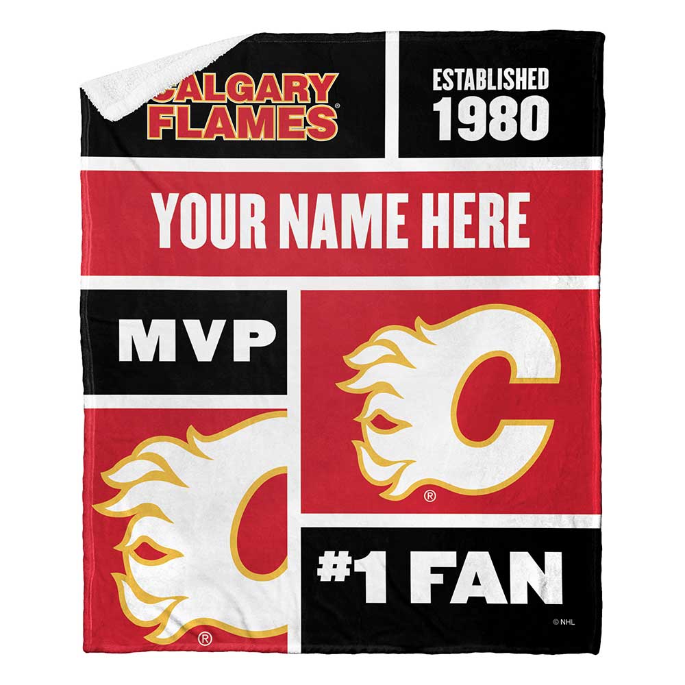 NHL Calgary Fl Colorblock onalizilk Touherpa Throw Blanket