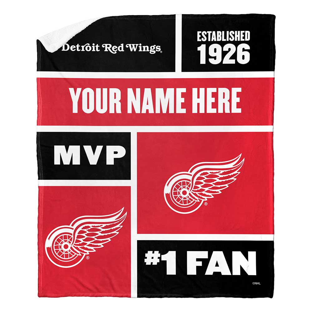 NHL Detroit Red W Colorblock onalizilk Touherpa Throw Blanket
