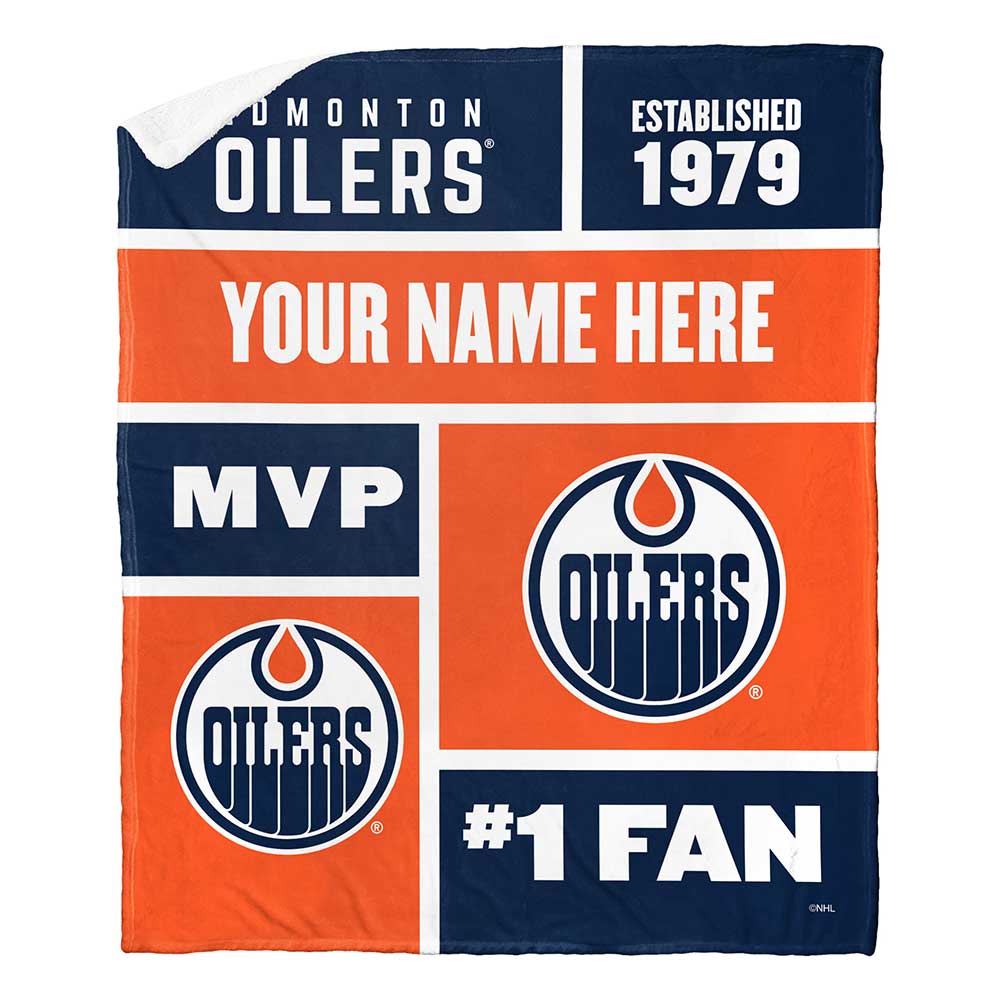 NHL Edmonton Oi Colorblock onalizilk Touherpa Throw Blanket