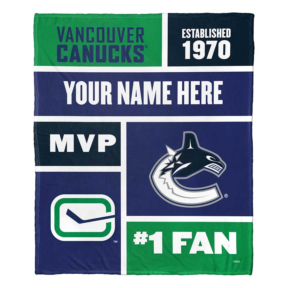 NHL Vancouver Can Colorblock onalizilk Touch Throw Blanket