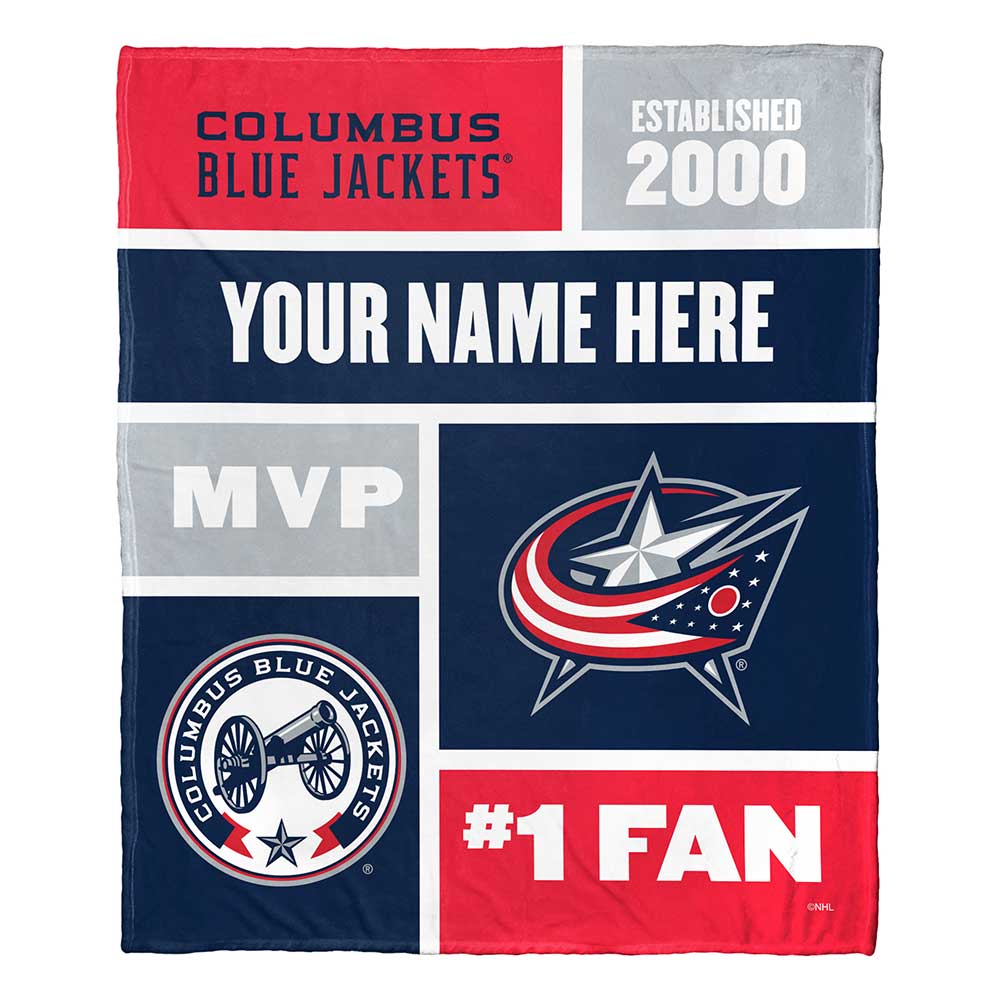 NHL Colu Blue Jac Colorblock onalizilk Touch Throw Blanket