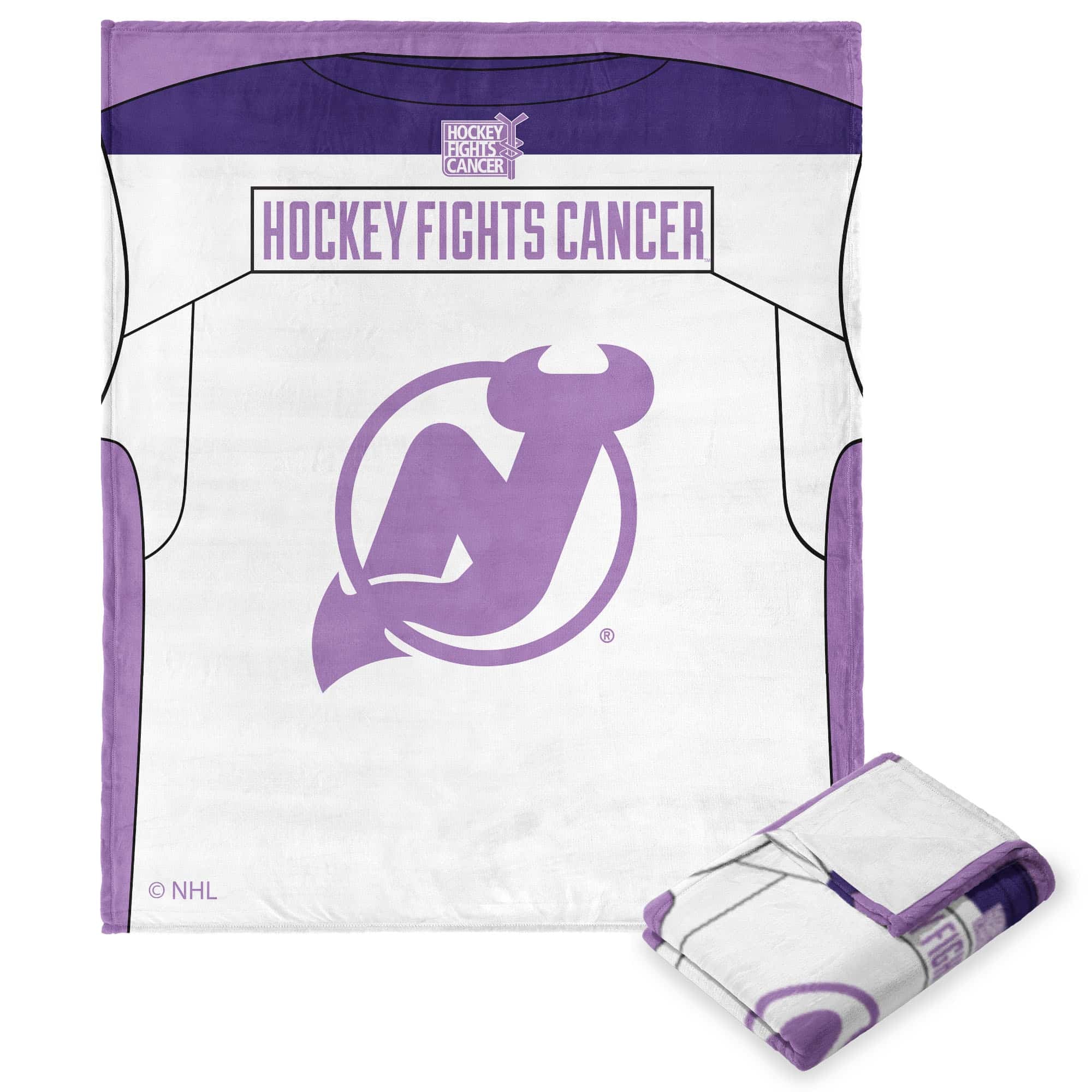 NHL New ey De Hockey Fi Cancer ilk Touch Throw Blanket