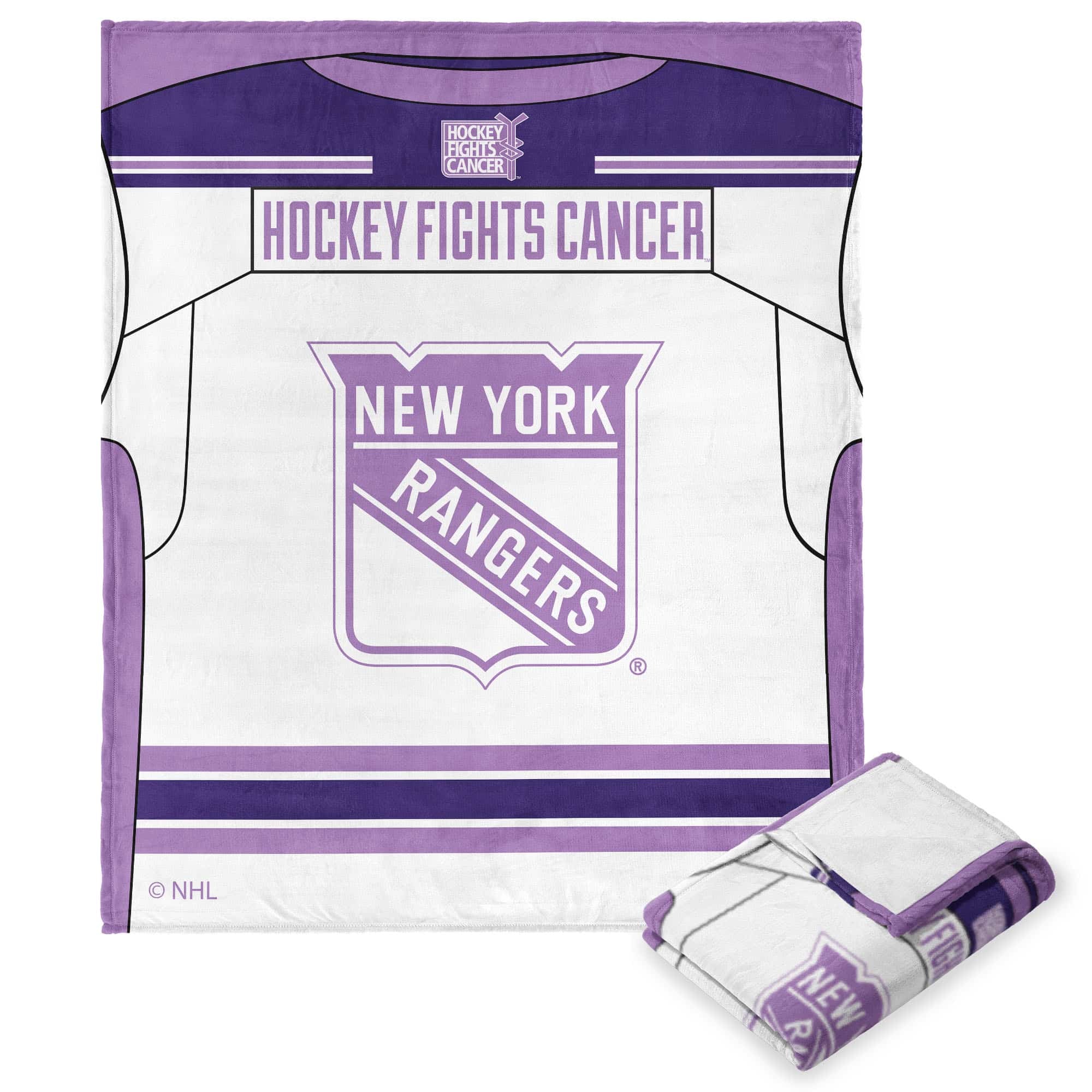 NHL New York Ran Hockey Fi Cancer ilk Touch Throw Blanket