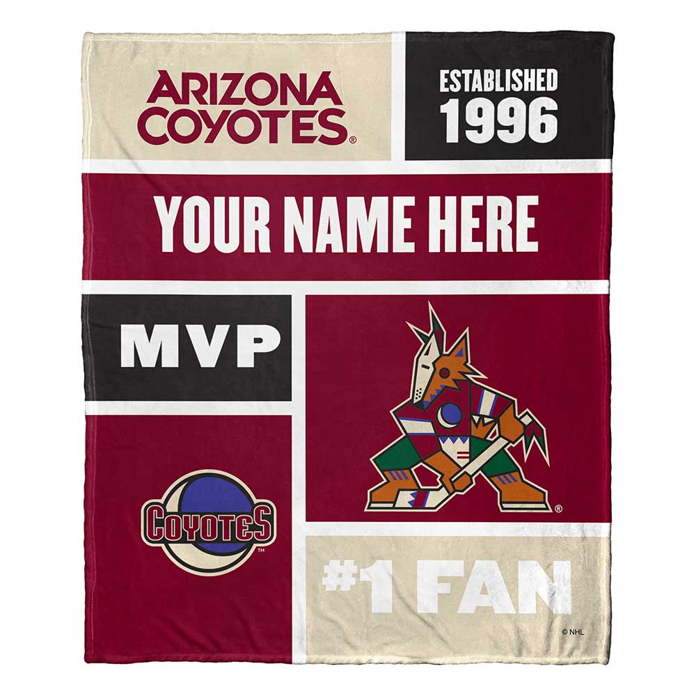 NHL Arizona Coy Colorblock onalizilk Touch Throw Blanket