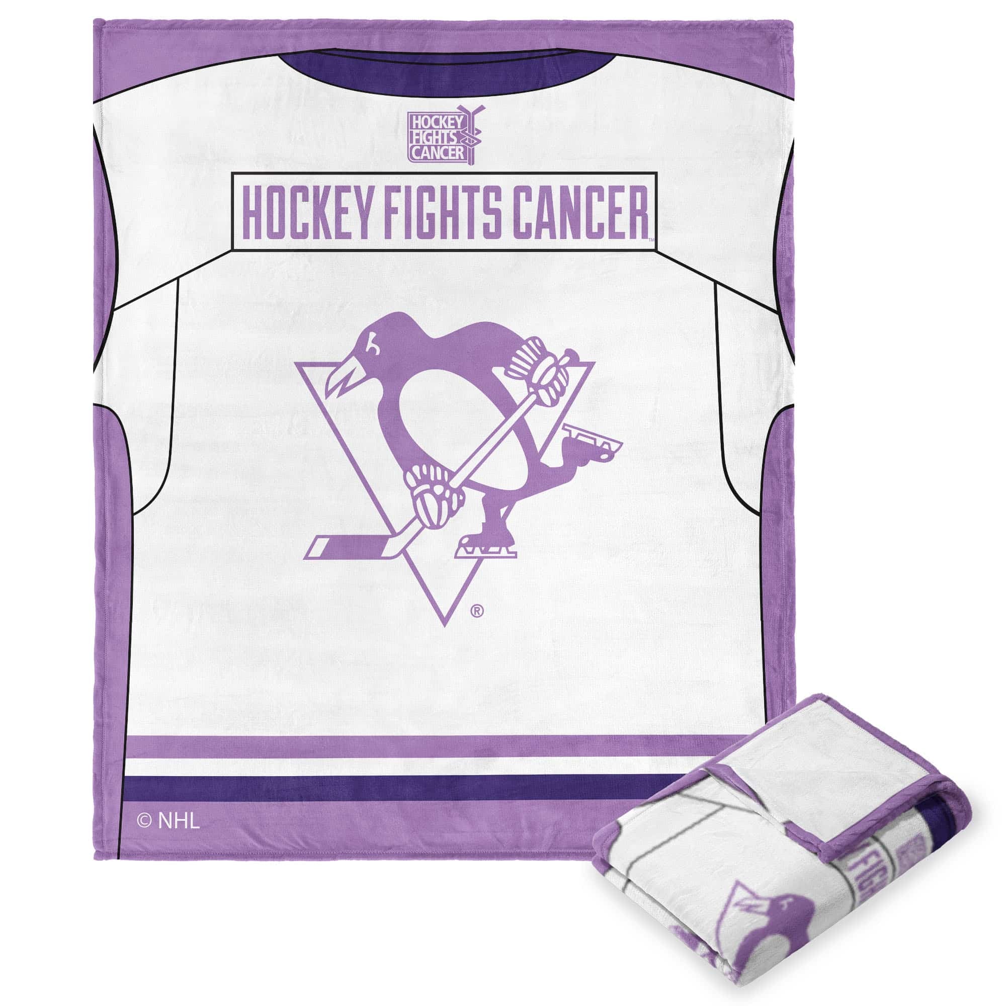 NHL Pburgh Peng Hockey Fi Cancer ilk Touch Throw Blanket