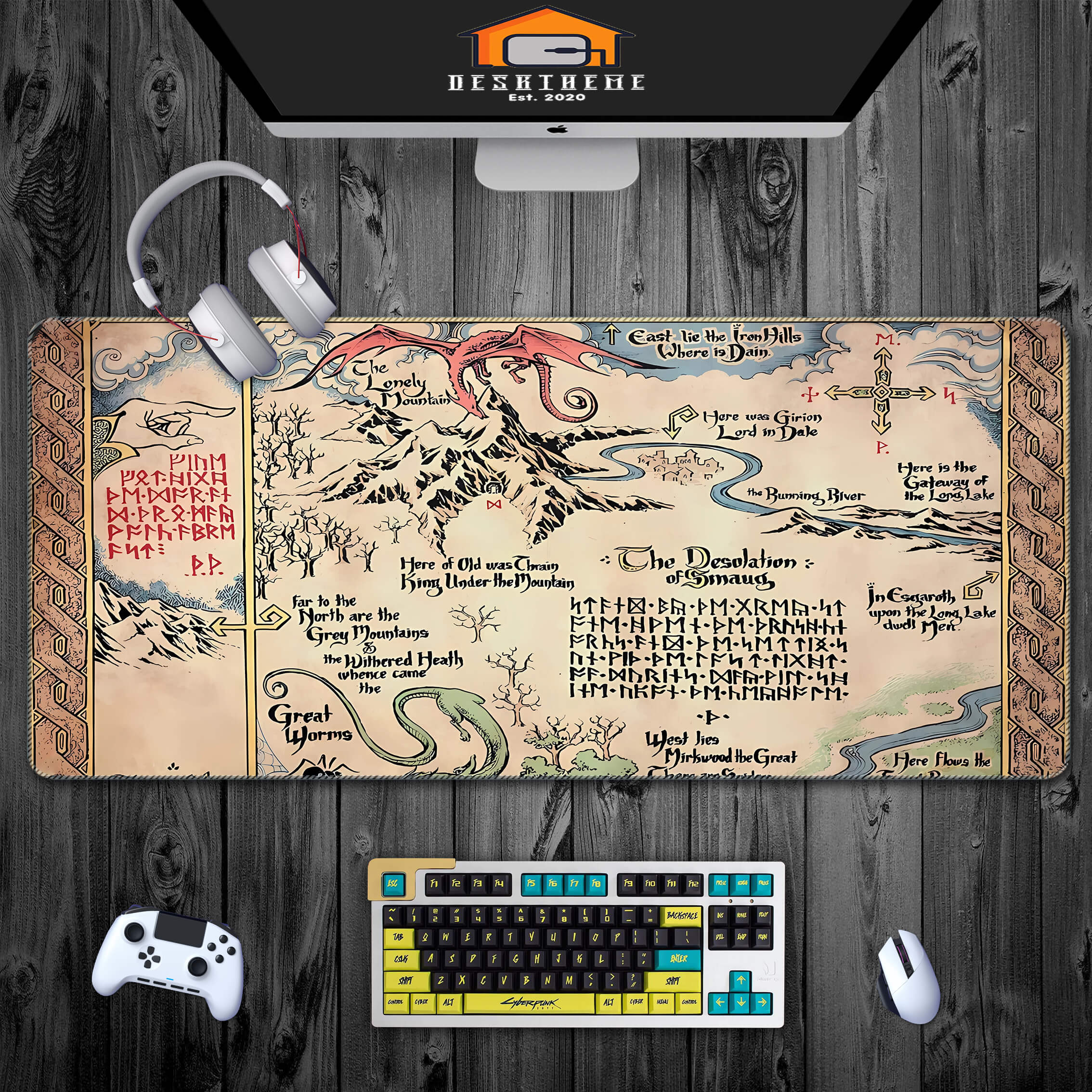 Allleftout Lord Of The Rings Middle Earth Map Gaming Mouse Pad Xxl