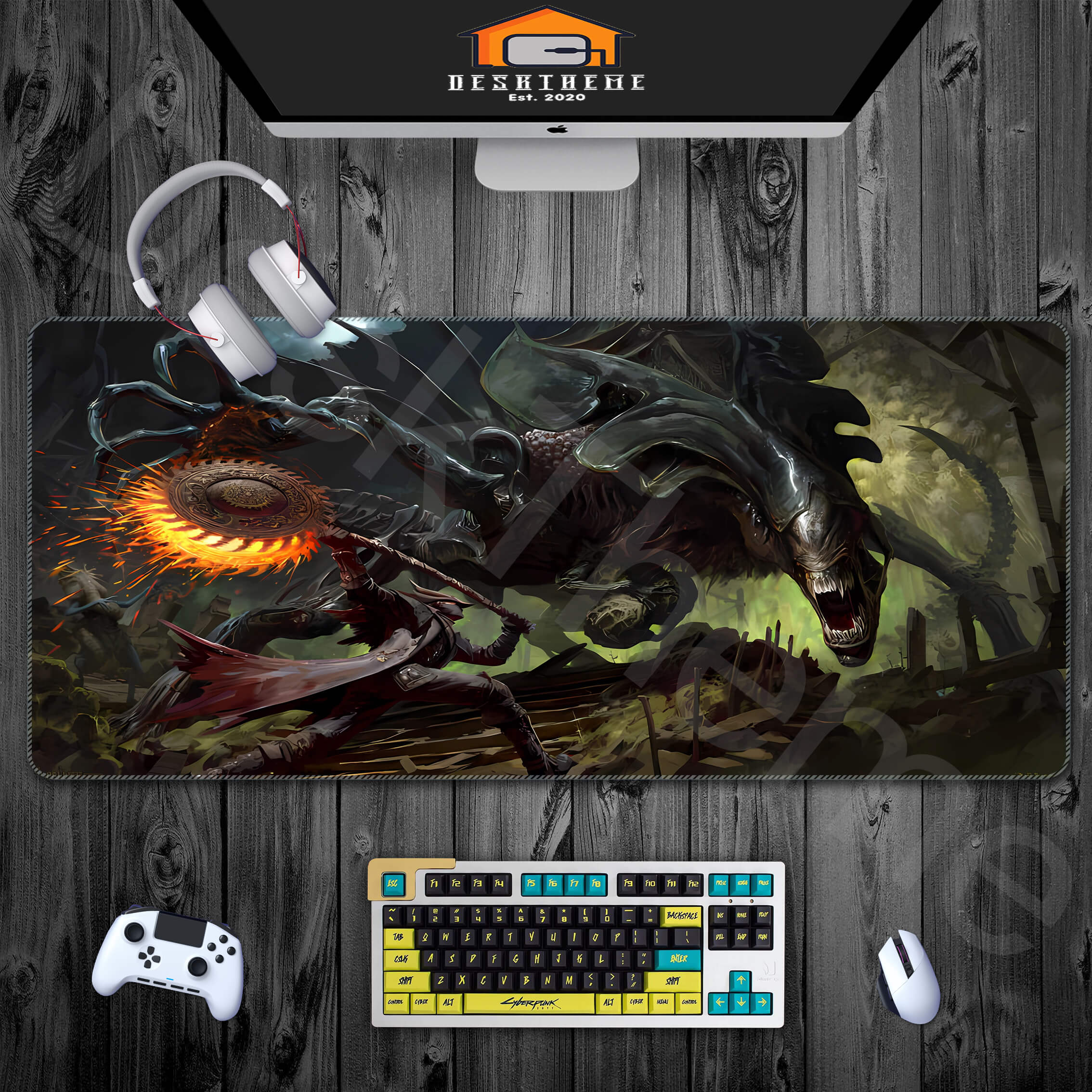 Allleftout Darksouls Alien Vs Bloodborne Gaming Desk Pad