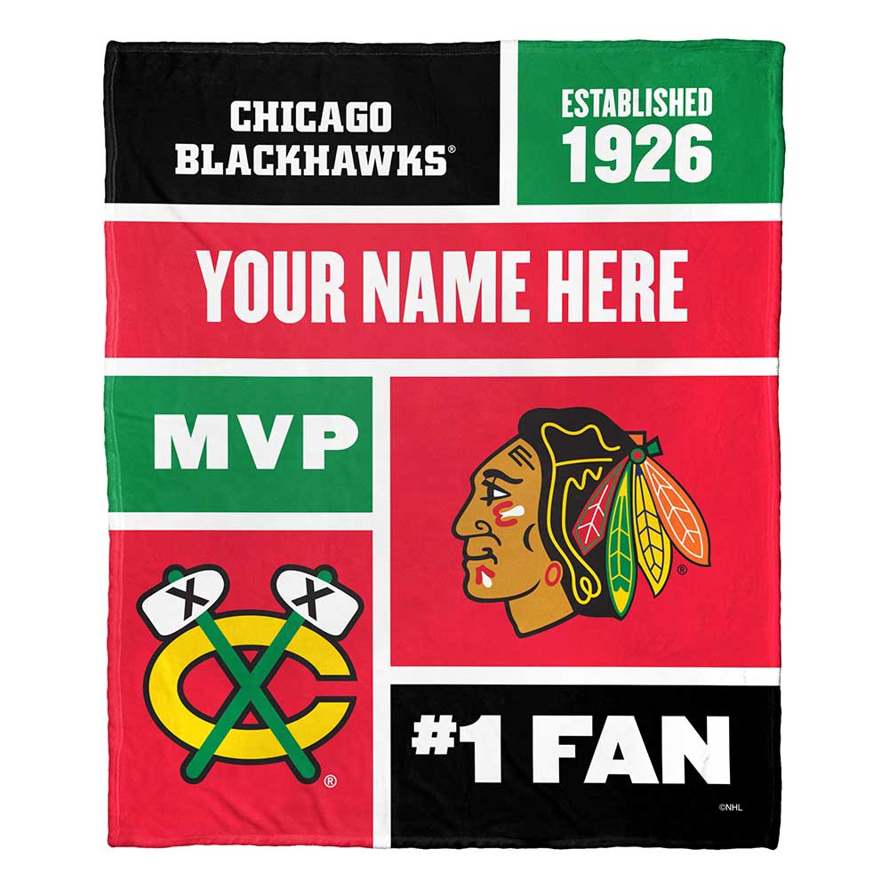 NHL Chicago Blackh Colorblock onalizilk Touch Throw Blanket