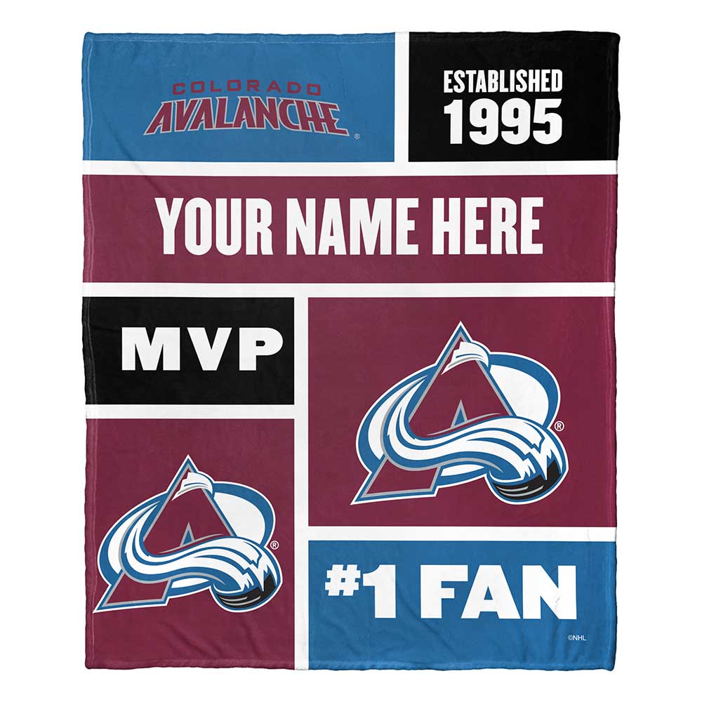 NHL Colorado Avalanche Colorblock onalizilk Touch Throw Blanket