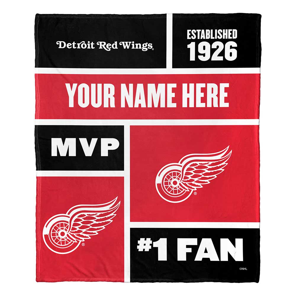 NHL Detroit Red W Colorblock onalizilk Touch Throw Blanket