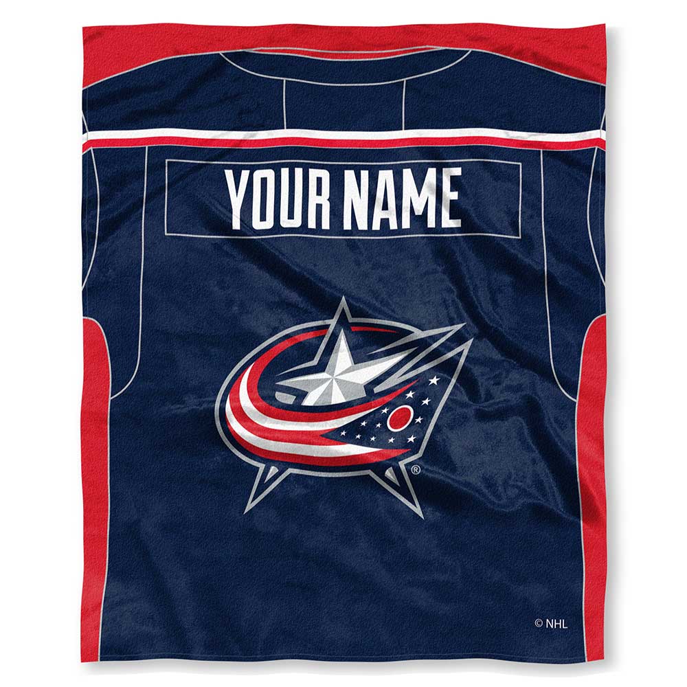 NHL Colu Blue Jac ey onalizilk Touch Throw Blanket
