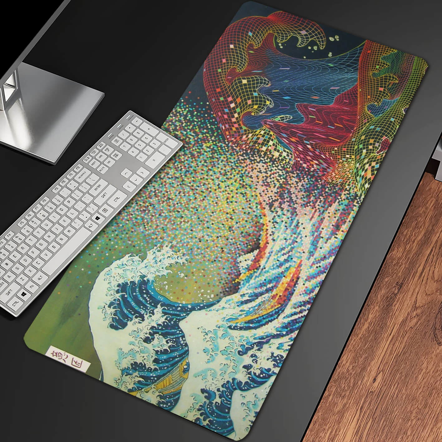 Allleftout Pixel Greatwave Gaming Desk Pad Large
