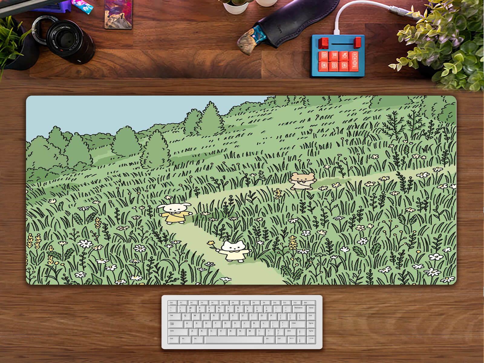 Allleftout Cute Bunny And Bear Cute Desk Mat(4 Designs)