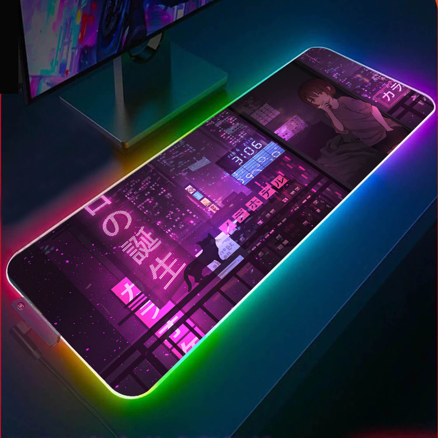 Allleftout Neon City Night Rgb Gaming Mouse Pad(3 Design)