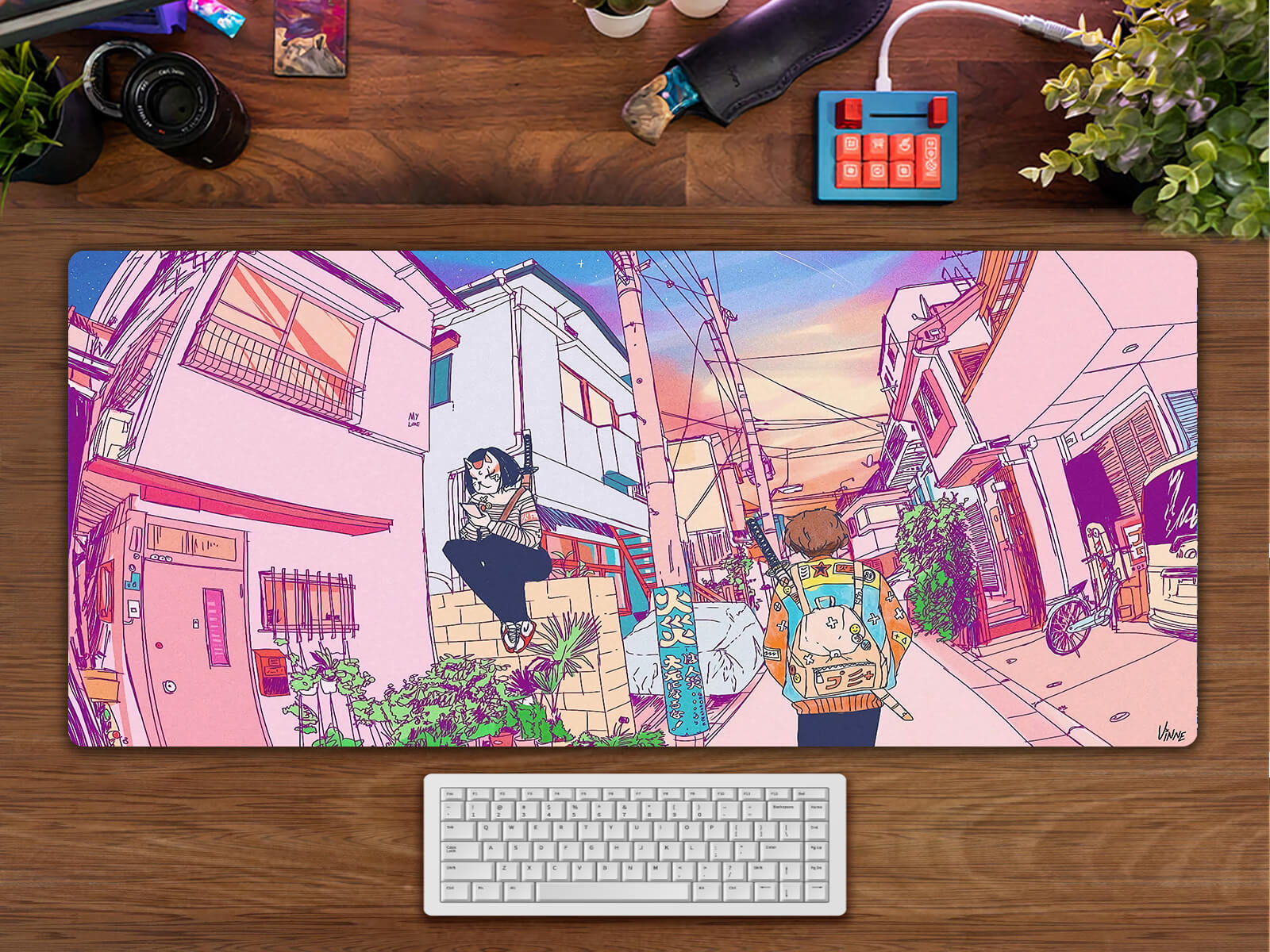 Allleftout Pink Anime View Desk Mat